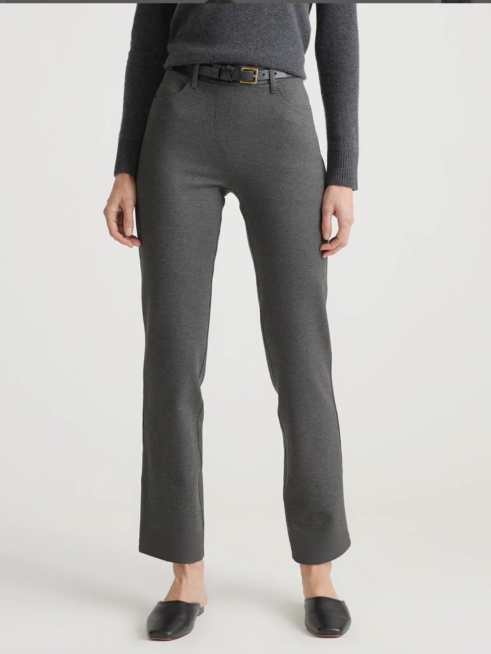 NWTs Quince Ultra-Stretch Ponte Straight Leg 4-Pocket Pants Charcoal Gray Medium
